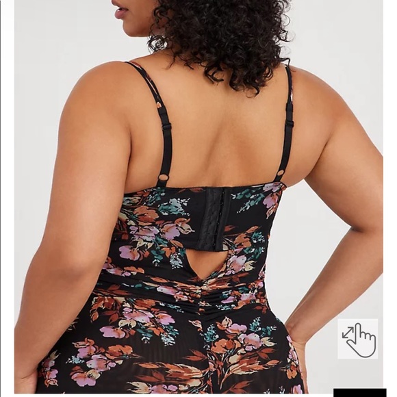 Torrid BLACK FLORAL MESH DRAWSTRING CHEMISE NWT - Picture 4 of 6